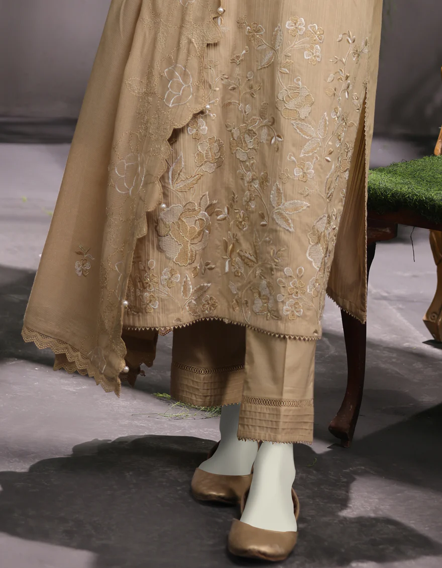 BROWN JACQUARD 3PC UNSTITCHED | JJLS-W-JWU-24-1779 FB/MUGHAL EMBROIDERED-04 - Image 3