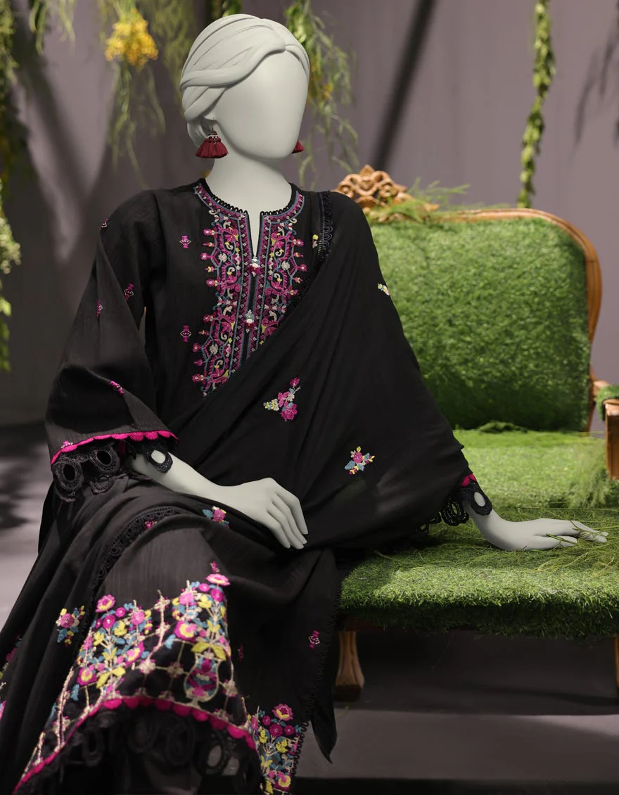 BLACK JACQUARD 3PC UNSTITCHED | JJLS-W-JWU-24-1780 FB/MUGHAL EMBROIDERED-5 - Image 3