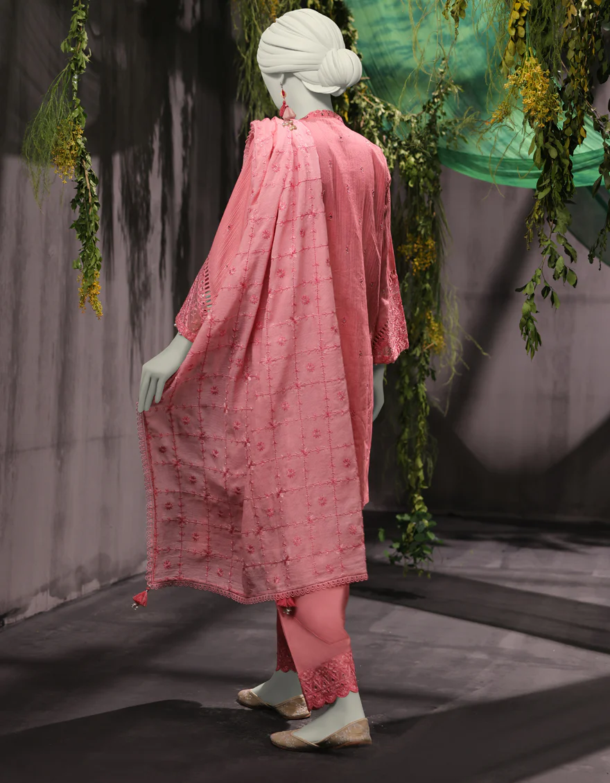 PINK JACQUARD 3PC UNSTITCHED | JJLS-W-JWU-24-1783 FB/MUGHAL EMBROIDERED-8 - Image 2