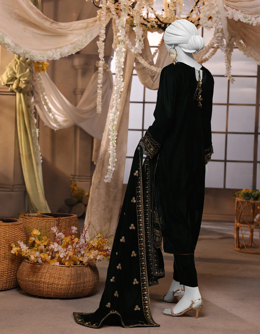 GREEN VELVET 3PC UNSTITCHED | JJLS-W-JWU-24-1784 FB/LUXE-C-1 - Image 2