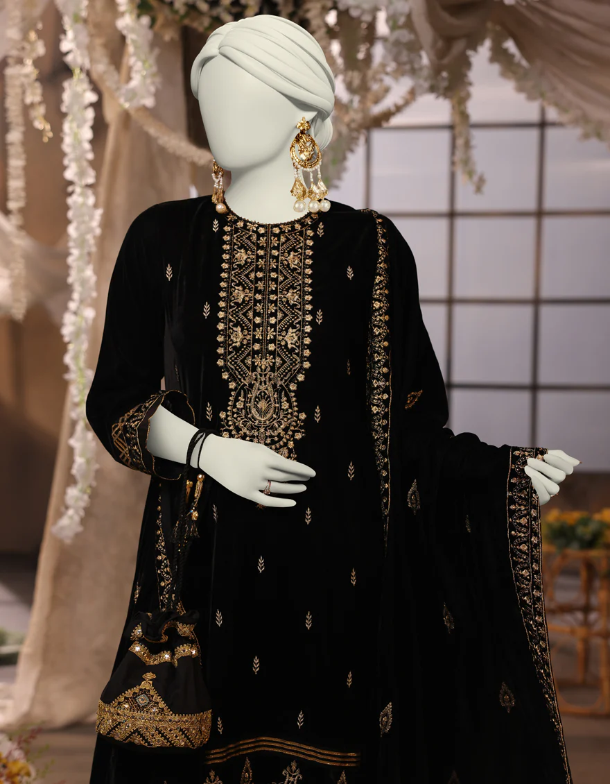 BLACK VELVET 3PC UNSTITCHED | JJLS-W-JWU-24-1785 FB/LUXE-C-2 - Image 3