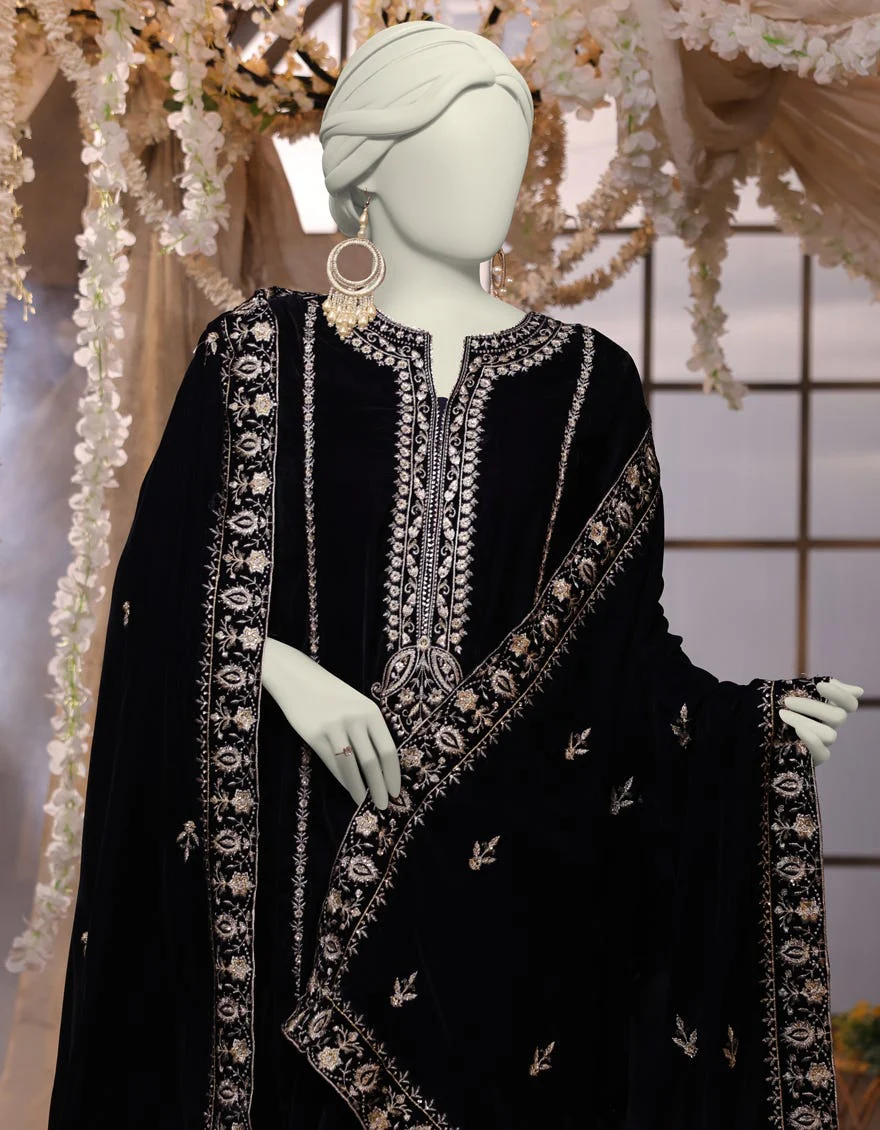 BLUE VELVET 3PC UNSTITCHED | JJLS-W-JWU-24-1786 FB/LUXE-C-3 - Image 2