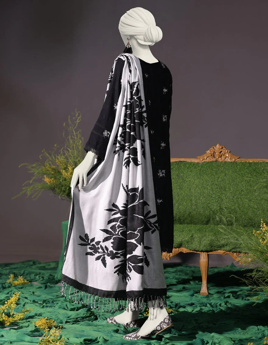 BLACK VISCOSE 3PC UNSTITCHED | JJLS-W-JWU-24-1792 FB/FLORAL-01 - Image 2