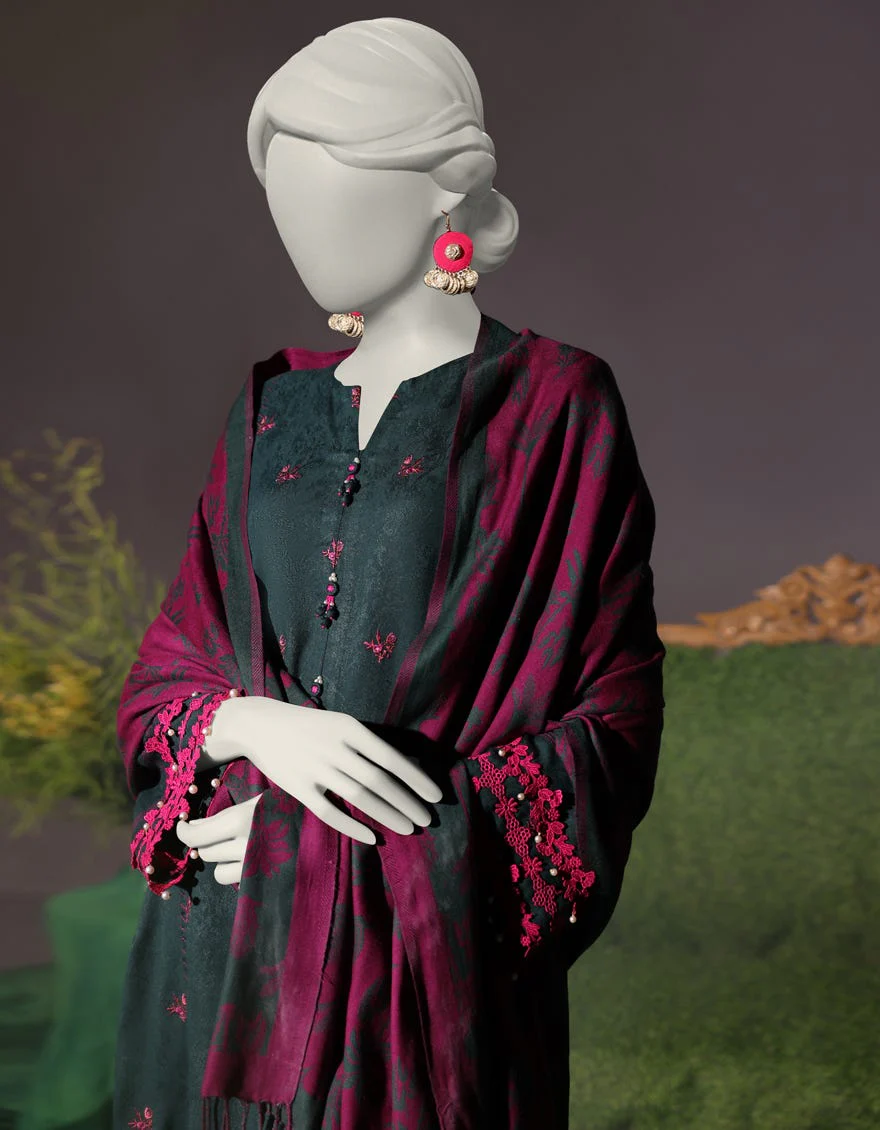 GREEN VISCOSE 3PC UNSTITCHED | JJLS-W-JWU-24-1794 FB/FLORAL-3 - Image 3