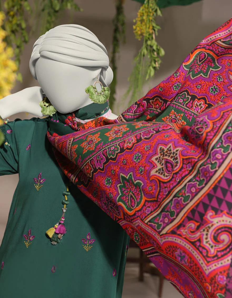 GREEN LINEN 3PC UNSTITCHED | JJLS-W-JWU-24-1796 FB/ETHNIC MUGHAL-1 - Image 2
