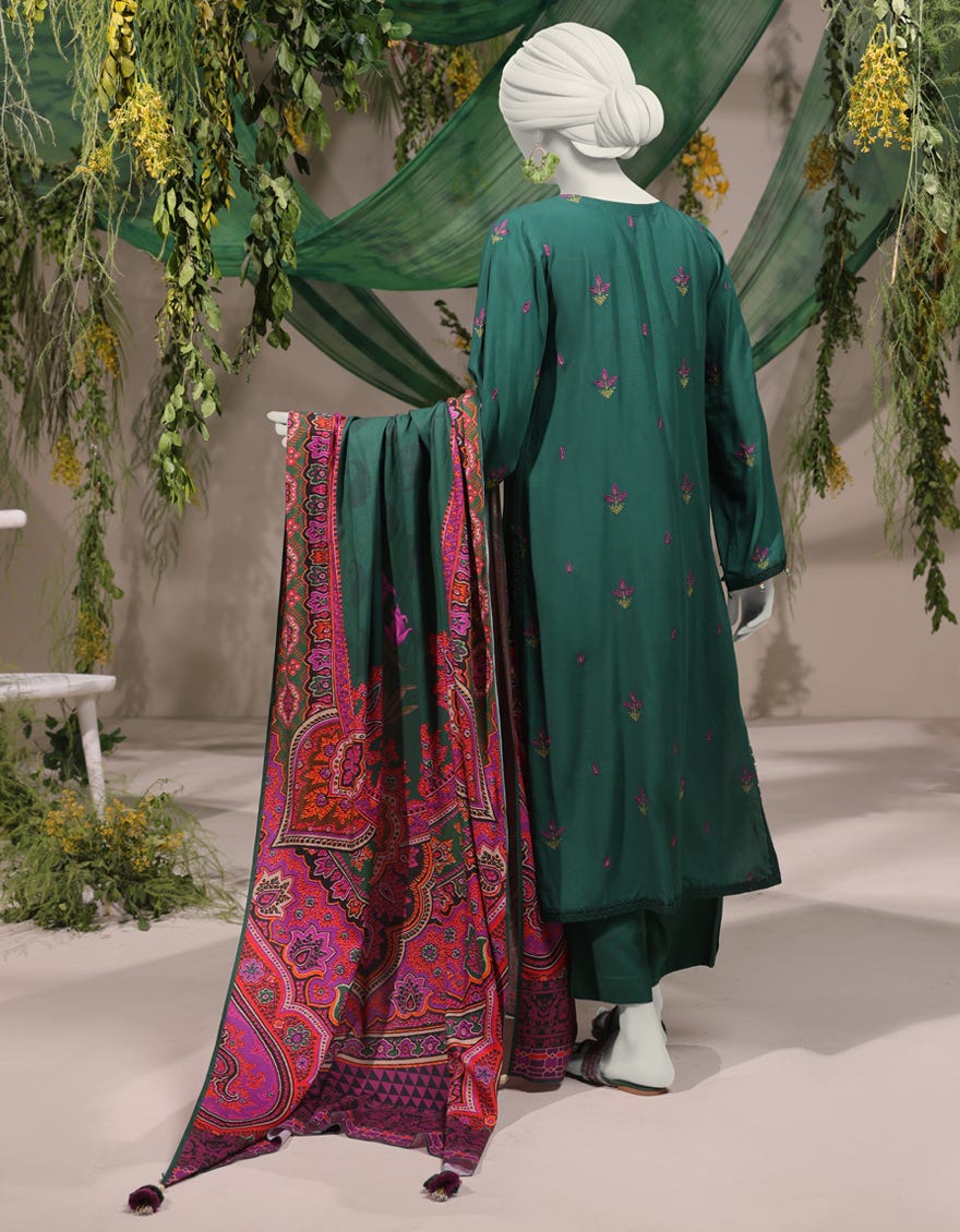 GREEN LINEN 3PC UNSTITCHED | JJLS-W-JWU-24-1796 FB/ETHNIC MUGHAL-1 - Image 3