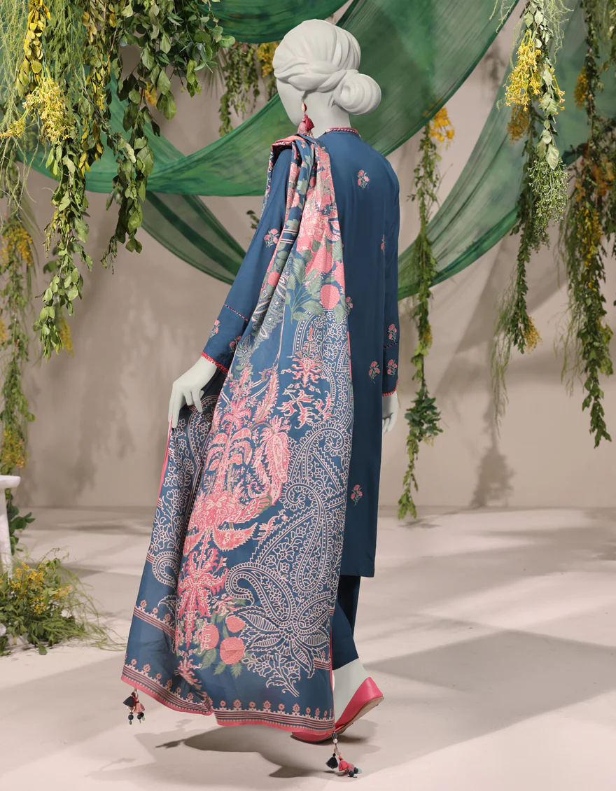 BLUE LINEN 3PC UNSTITCHED | JJLS-W-JWU-24-1797 FB/ETHNIC MUGHAL-2 - Image 2