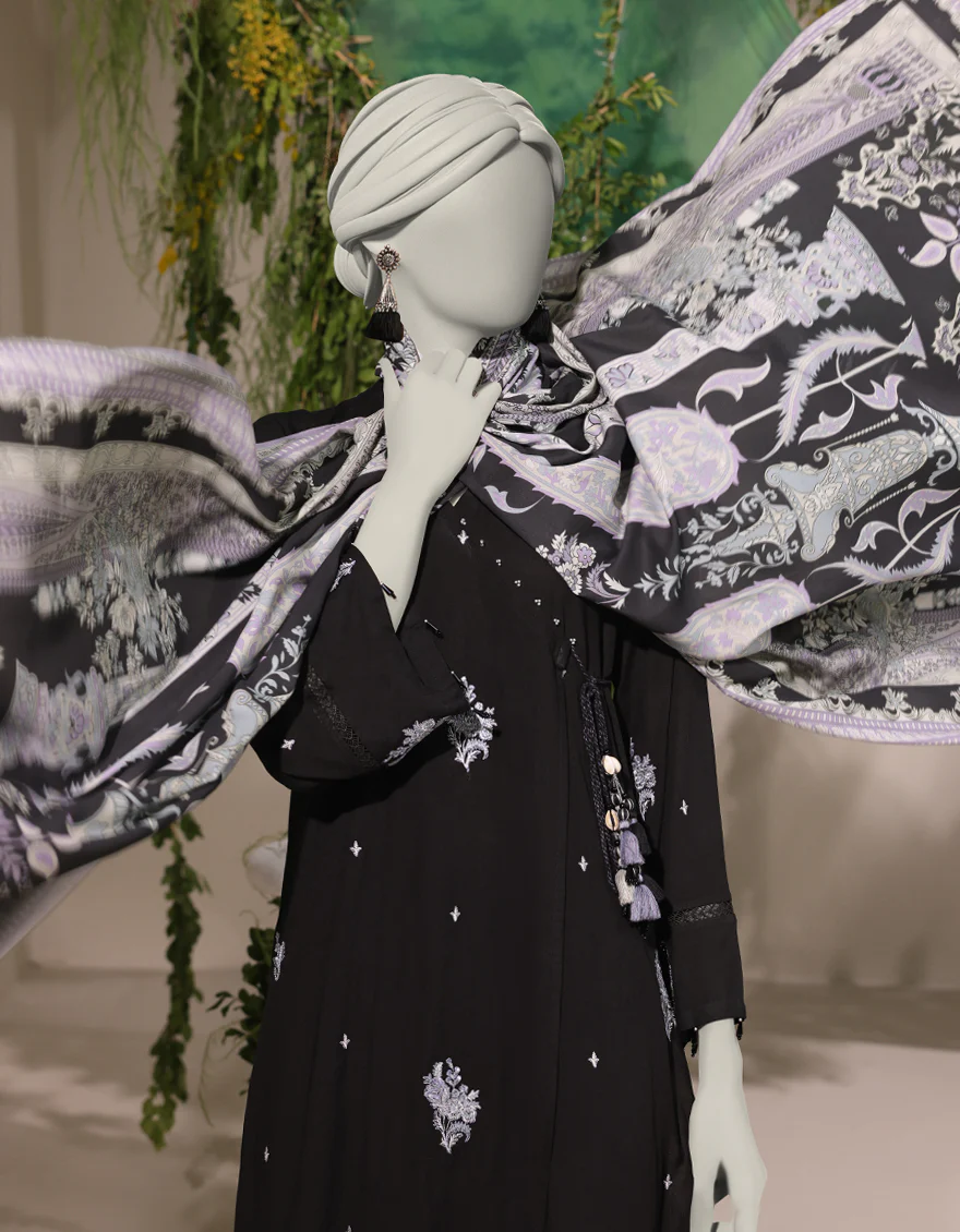 BLACK LINEN 3PC UNSTITCHED | JJLS-W-JWU-24-1798 FB/ETHNIC MUGHAL-03 - Image 2