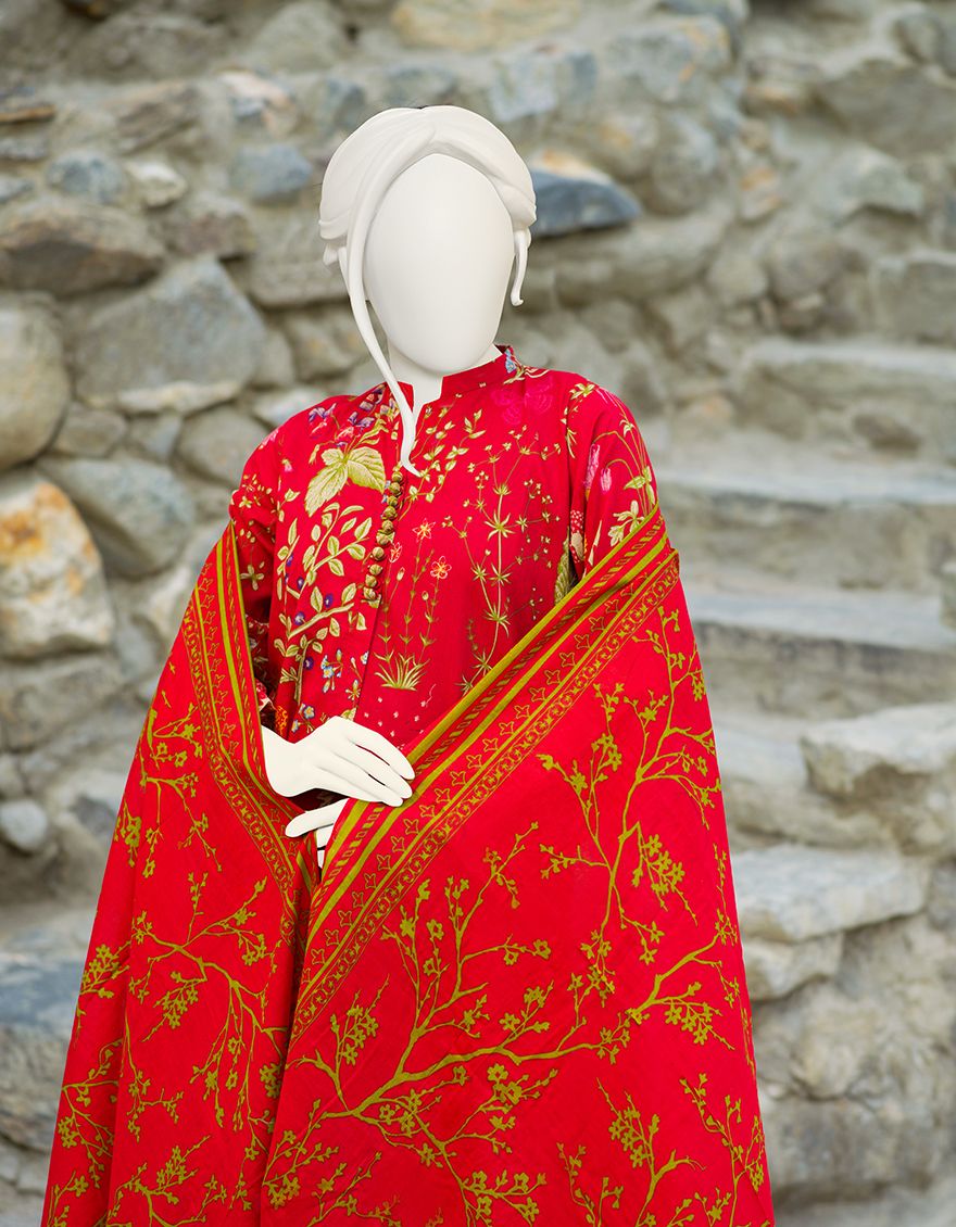 BLOOD RED CAMBRIC 3PC UNSTITCHED | JJLS-W-JWU-US-21-1787 FB/BAHITI - Image 4
