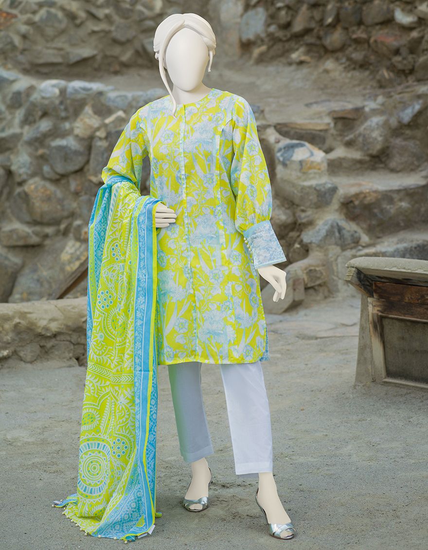 LIGHT YELLOW CAMBRIC 3PC UNSTITCHED | JJLS-W-JWU-US-21-1791 FB/AKINS - Image 3