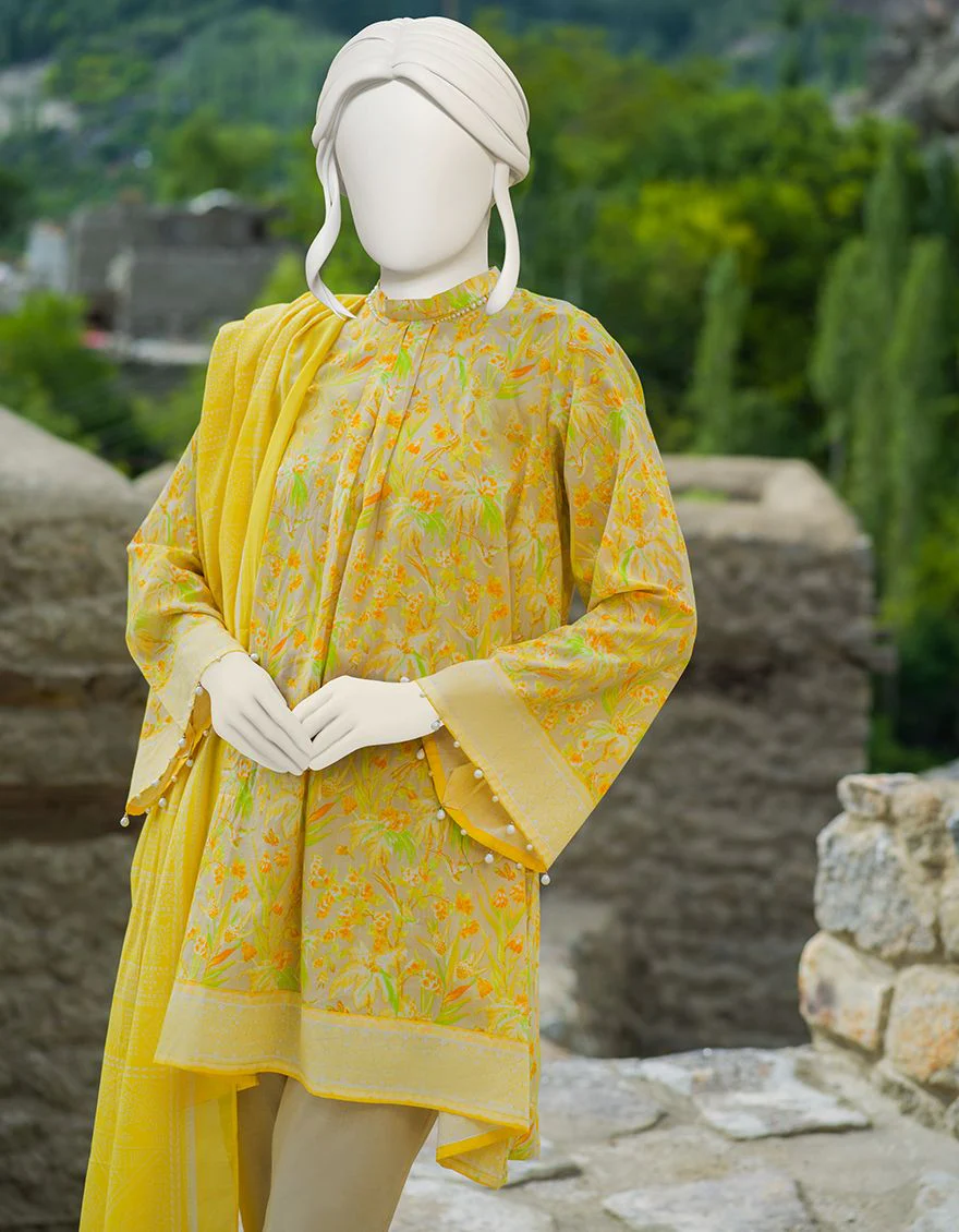 PEACH YELLOW CAMBRIC 3PC UNSTITCHED | JJLS-W-JWU-US-21-1793 FB/LAPIS - Image 2