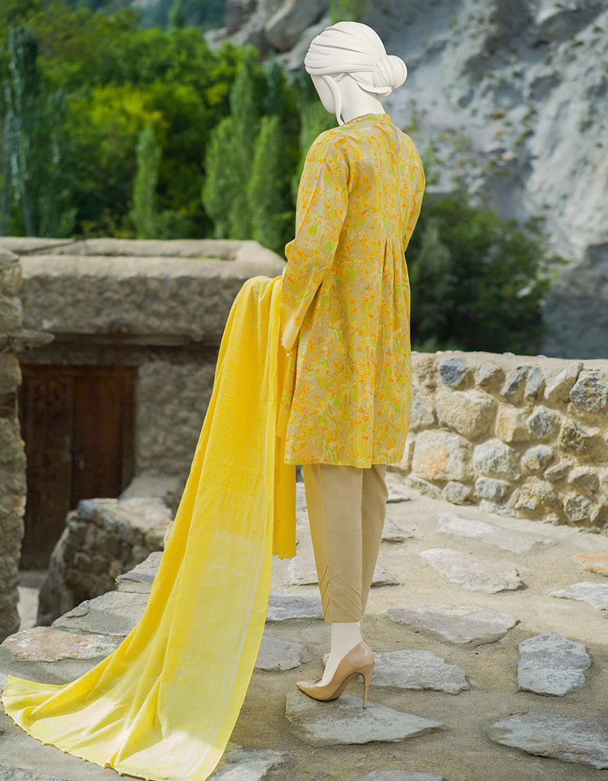 PEACH YELLOW CAMBRIC 3PC UNSTITCHED | JJLS-W-JWU-US-21-1793 FB/LAPIS - Image 3