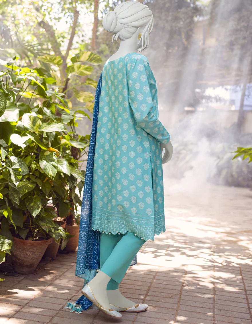 TEAL CAMBRIC 3PC UNSTITCHED | JJLS-W-JWU-US-22-1793/B FB/NINA - Image 2
