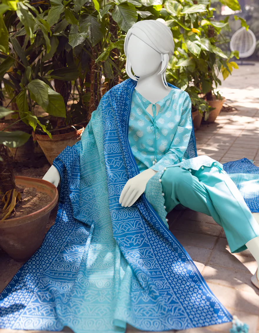 TEAL CAMBRIC 3PC UNSTITCHED | JJLS-W-JWU-US-22-1793/B FB/NINA - Image 3