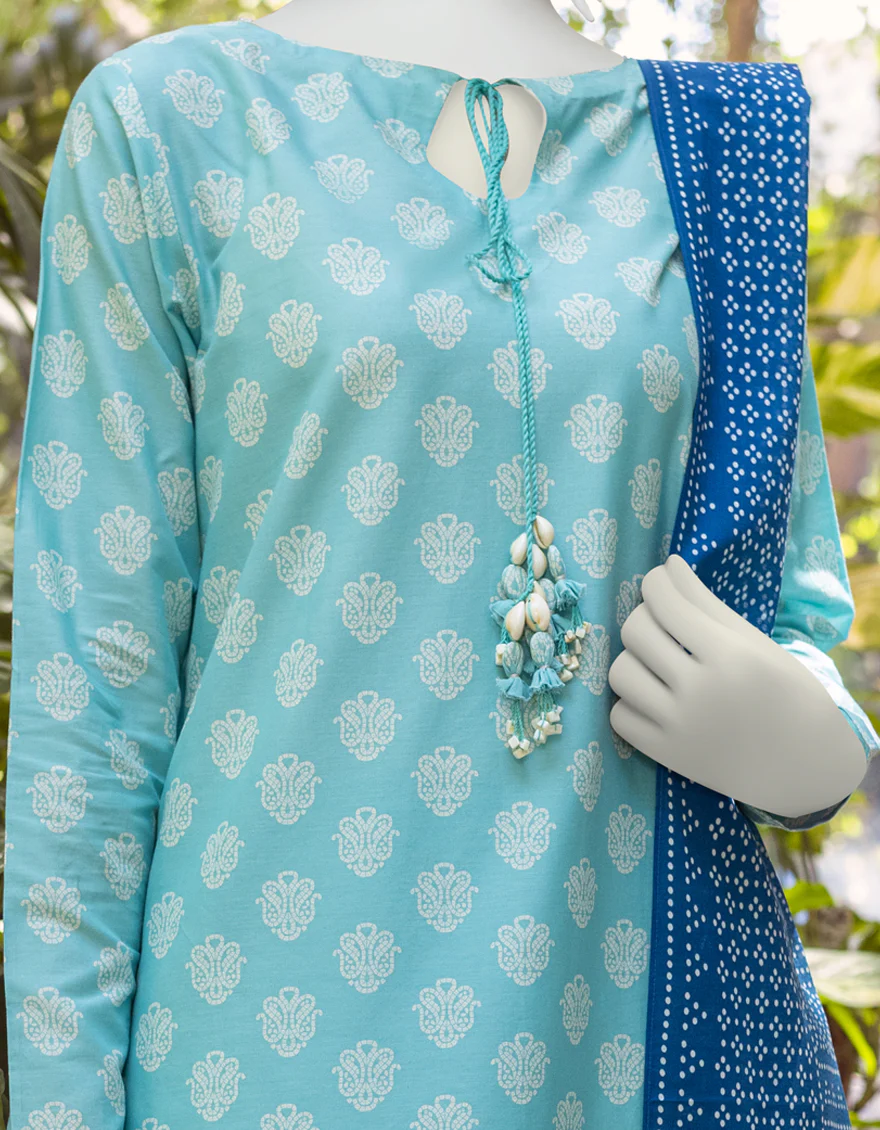 TEAL CAMBRIC 3PC UNSTITCHED | JJLS-W-JWU-US-22-1793/B FB/NINA - Image 4