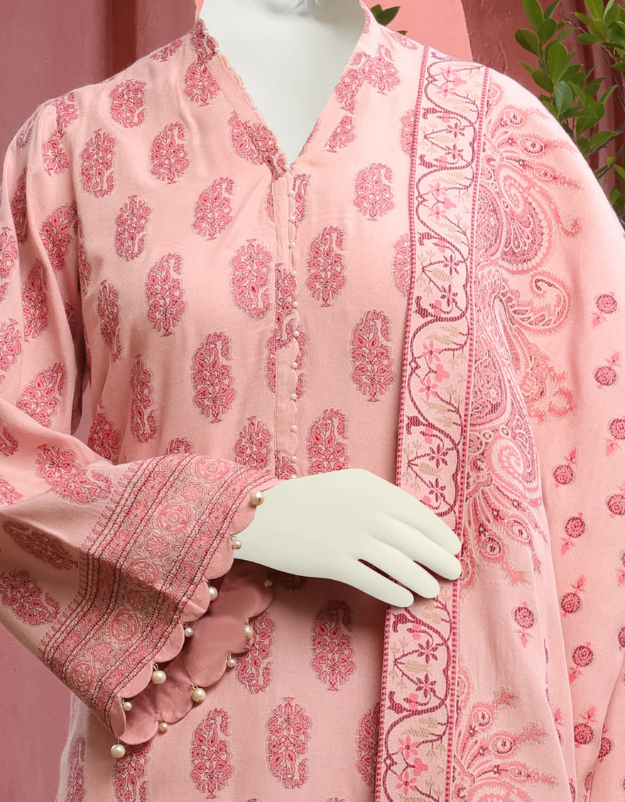 LIGHT PINK JACQUARD 3PC UNSTITCHED | JJLS-W-JWU-US-22-1806 FB/DHAANI - Image 3
