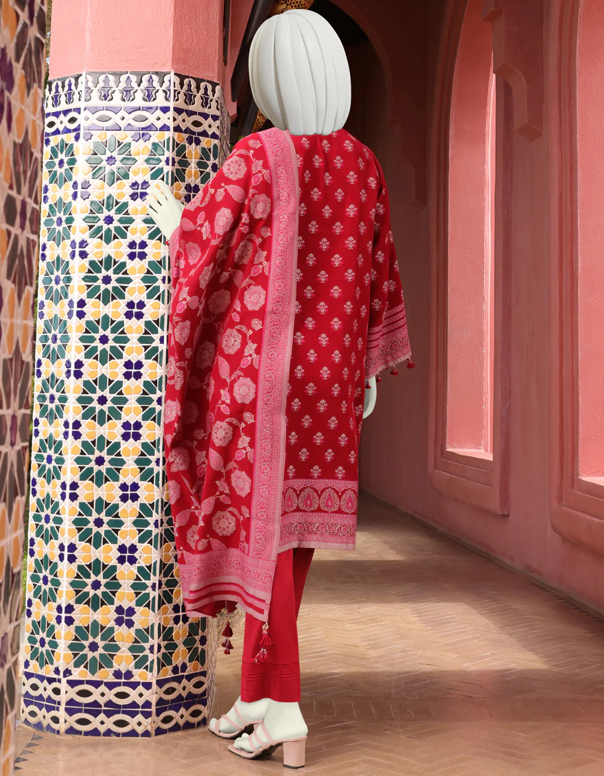 RED JACQUARD 3PC UNSTITCHED | JJLS-W-JWU-US-22-1810 FB/MORGAN - Image 2
