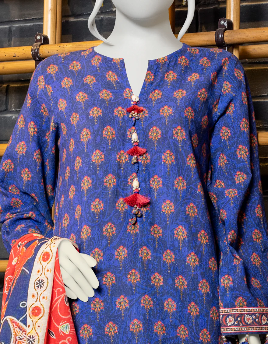 MULTICOLOR KHADDAR 3PC UNSTITCHED | JJLS-W-JWU-US-22-1811 FB/LAZULI - Image 3