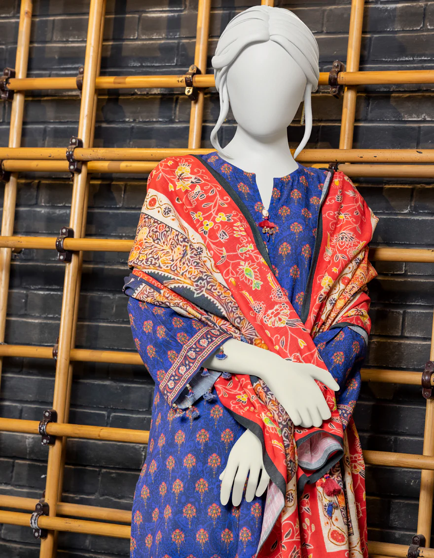 MULTICOLOR KHADDAR 3PC UNSTITCHED | JJLS-W-JWU-US-22-1811 FB/LAZULI - Image 4