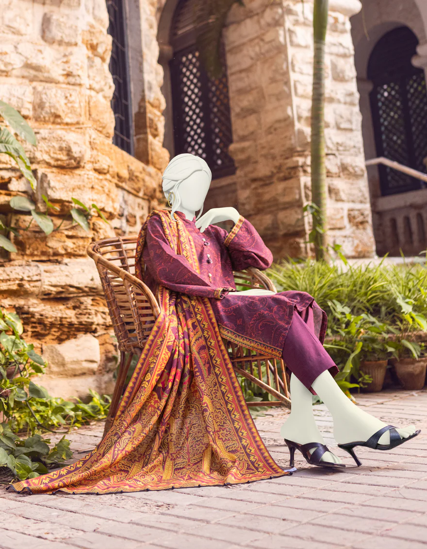BURGUNDY KHADDAR 3PC UNSTITCHED | JJLS-W-JWU-US-22-1813 FB/EASTERN REDS - Image 5