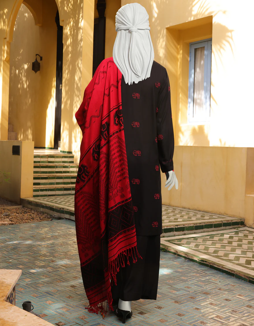 RED & BLACK MARINA 3PC UNSTITCHED | JJLS-W-JWU-US-22-1820 FB/RED - Image 2