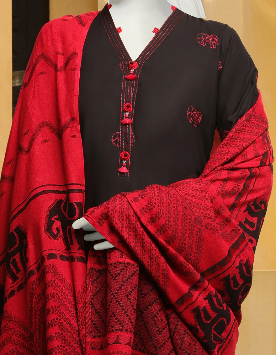 RED & BLACK MARINA 3PC UNSTITCHED | JJLS-W-JWU-US-22-1820 FB/RED - Image 3
