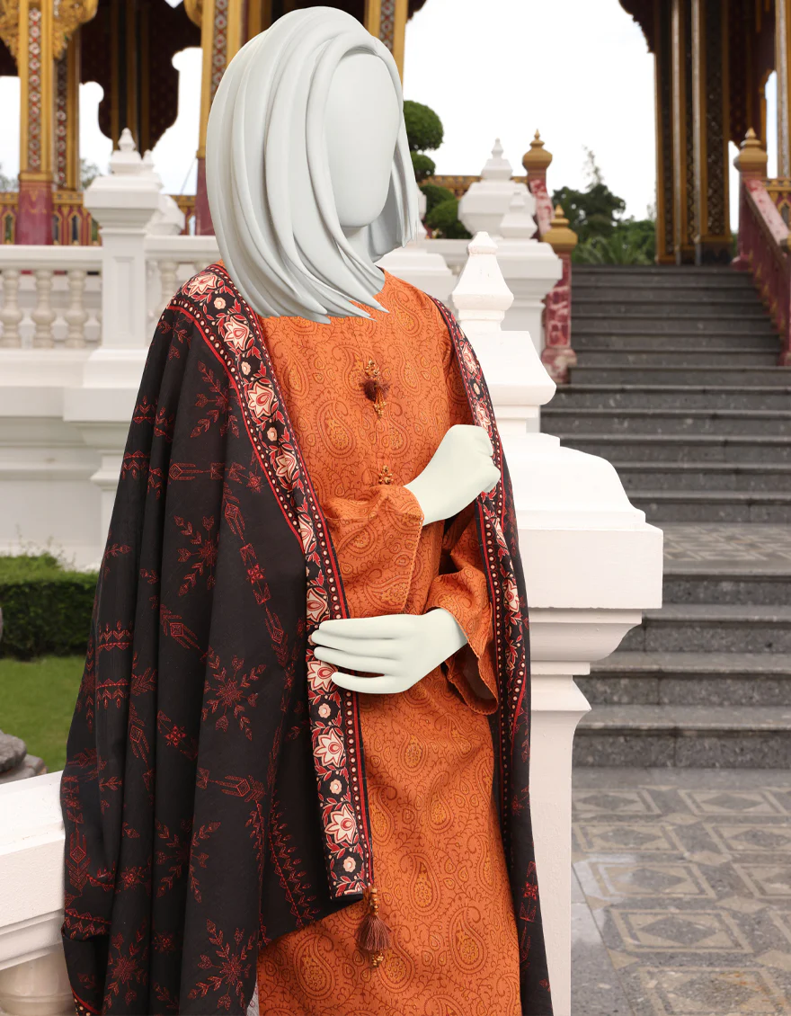 RUST KHADDAR 3PC UNSTITCHED | JJLS-W-JWU-US-22-1828 FB/LORD - Image 4