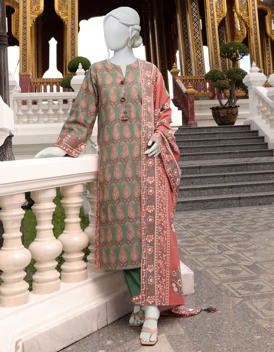 PINK-GREEN KHADDAR 3PC UNSTITCHED | JJLS-W-JWU-US-22-1830 FB/AKAN