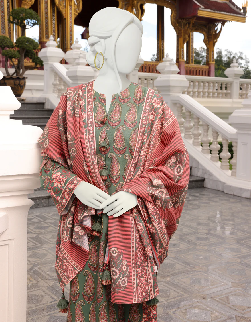 PINK-GREEN KHADDAR 3PC UNSTITCHED | JJLS-W-JWU-US-22-1830 FB/AKAN - Image 3
