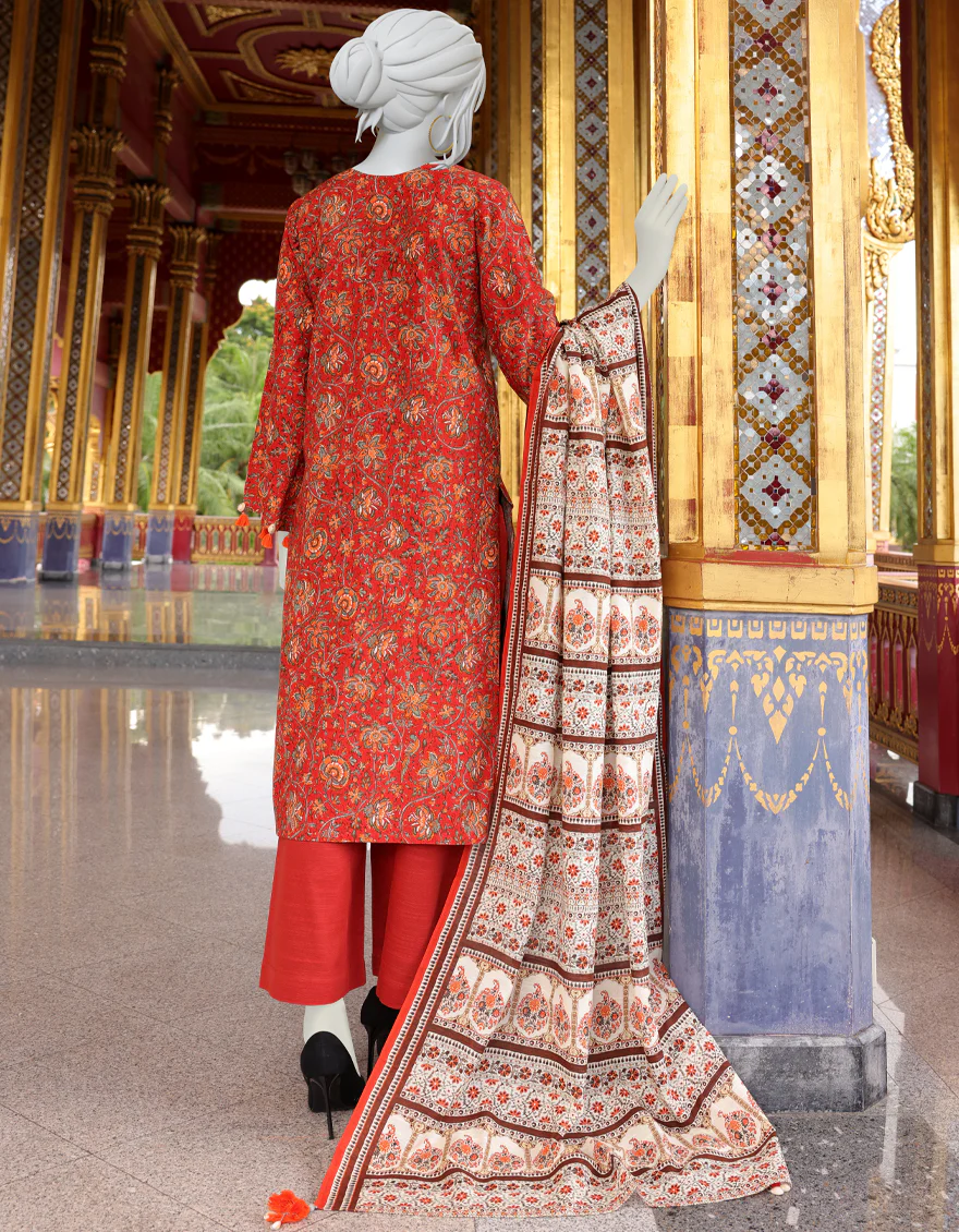 RED-ORANGE KHADDAR 3PC UNSTITCHED | JJLS-W-JWU-US-22-1831 FB/ALEANOR - Image 2