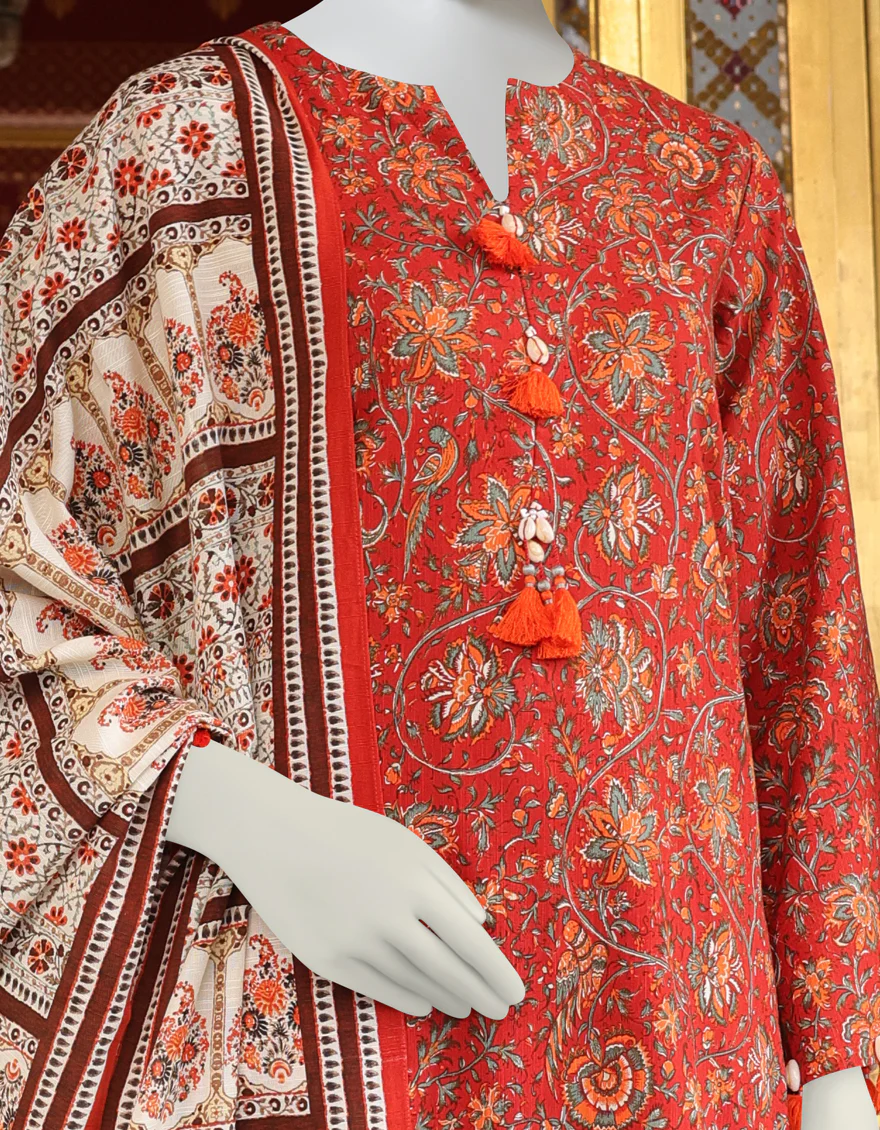 RED-ORANGE KHADDAR 3PC UNSTITCHED | JJLS-W-JWU-US-22-1831 FB/ALEANOR - Image 3