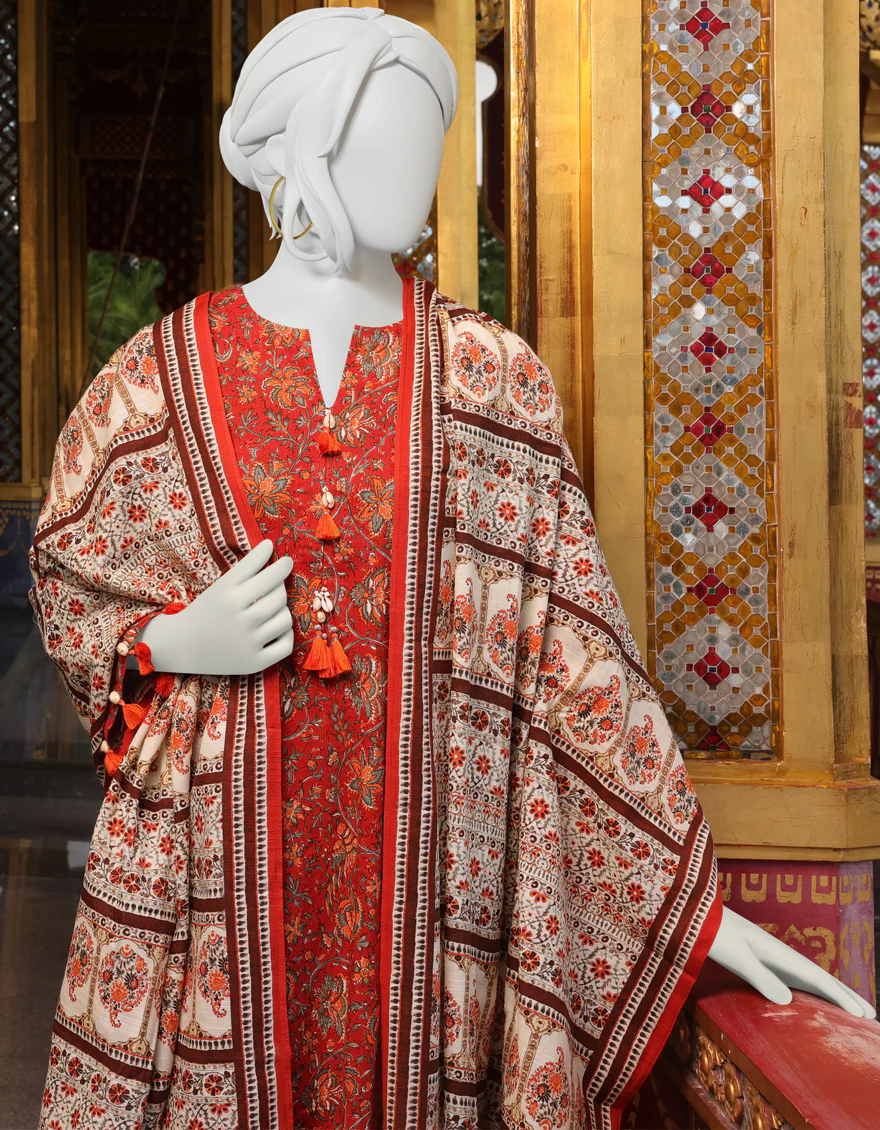 RED-ORANGE KHADDAR 3PC UNSTITCHED | JJLS-W-JWU-US-22-1831 FB/ALEANOR - Image 4