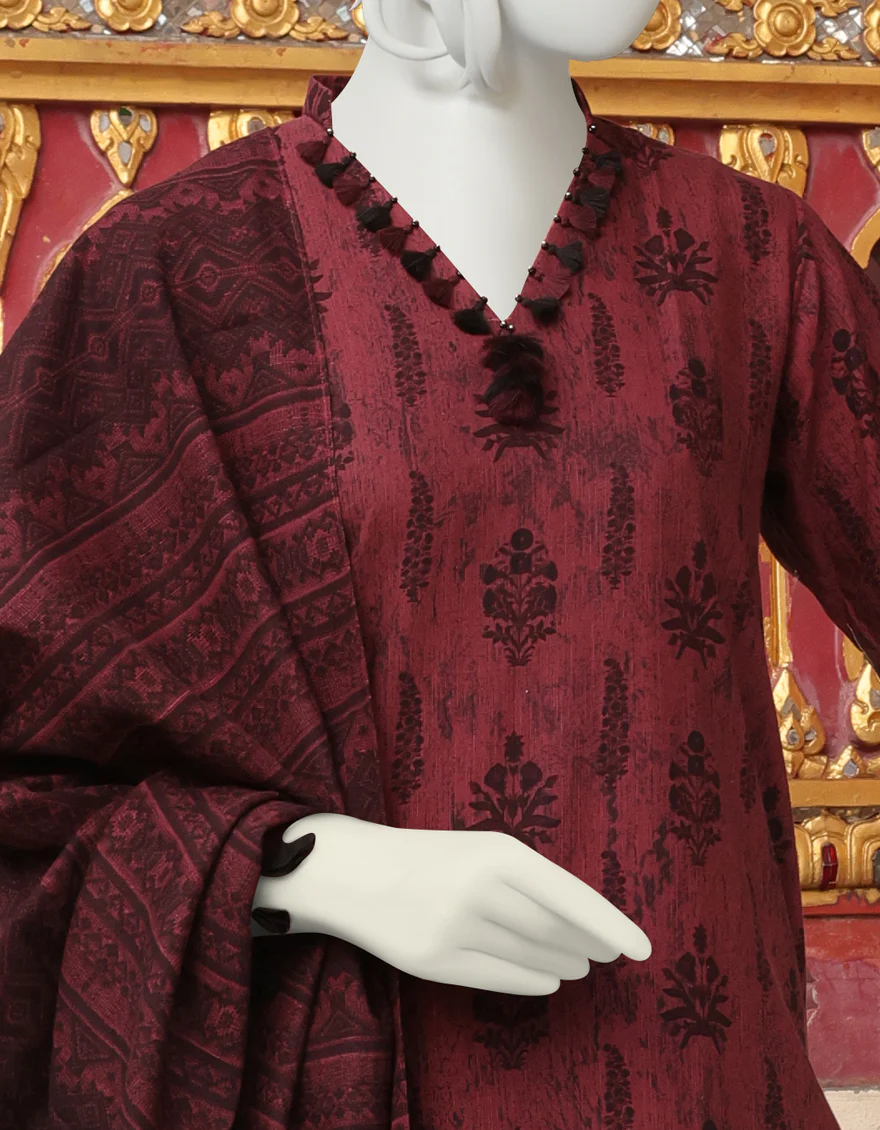 BROWN KHADDAR 3PC UNSTITCHED | JJLS-W-JWU-US-22-1833 FB/GRACE - Image 3