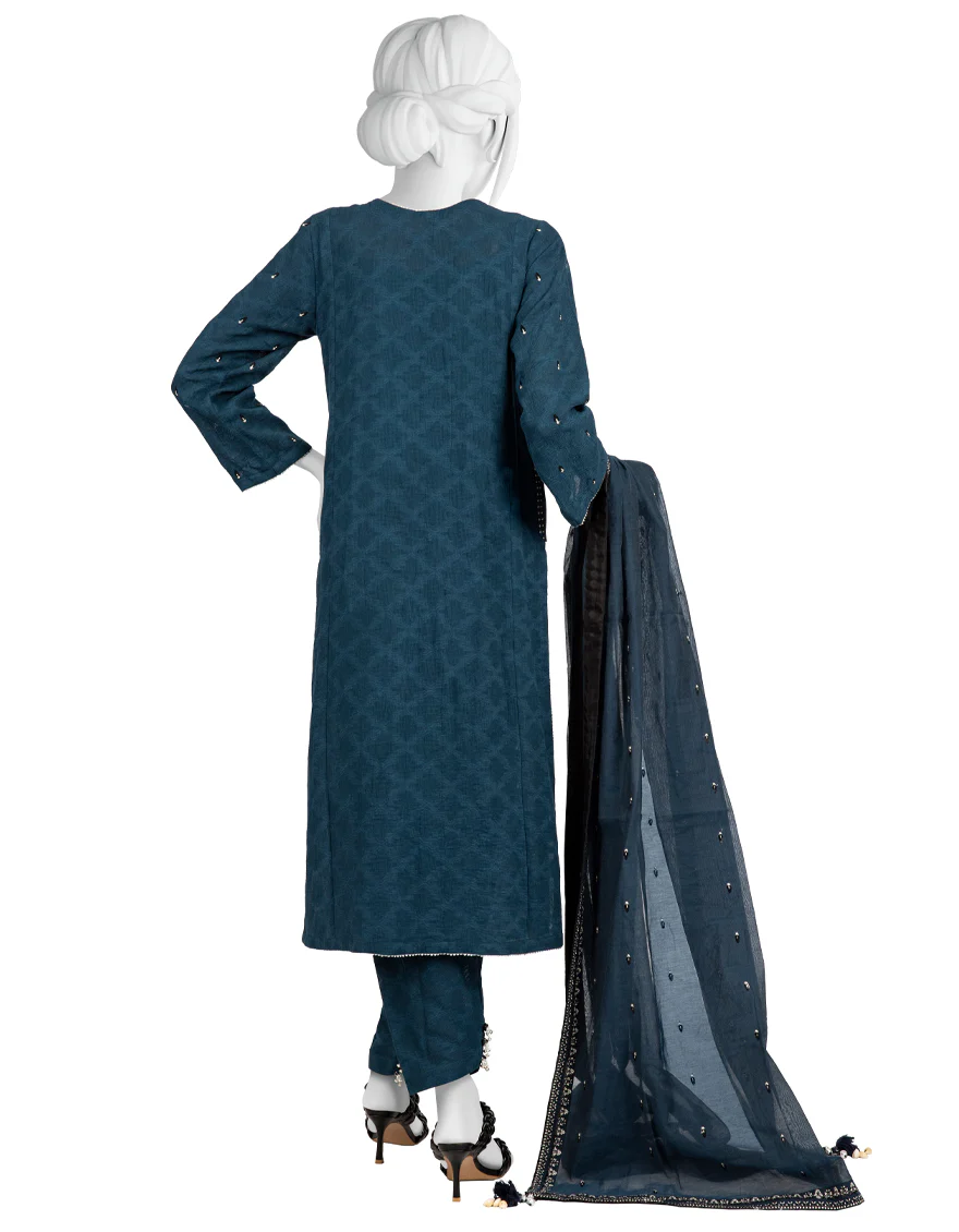 BLUE KHADDAR 3PC UNSTITCHED | JJLS-W-JWU-US-22-1844 FB/EMB-016 - Image 2