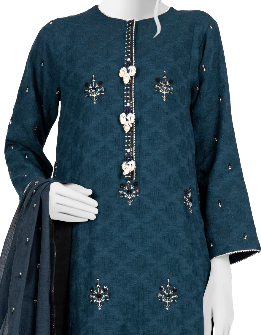 BLUE KHADDAR 3PC UNSTITCHED | JJLS-W-JWU-US-22-1844 FB/EMB-016 - Image 3