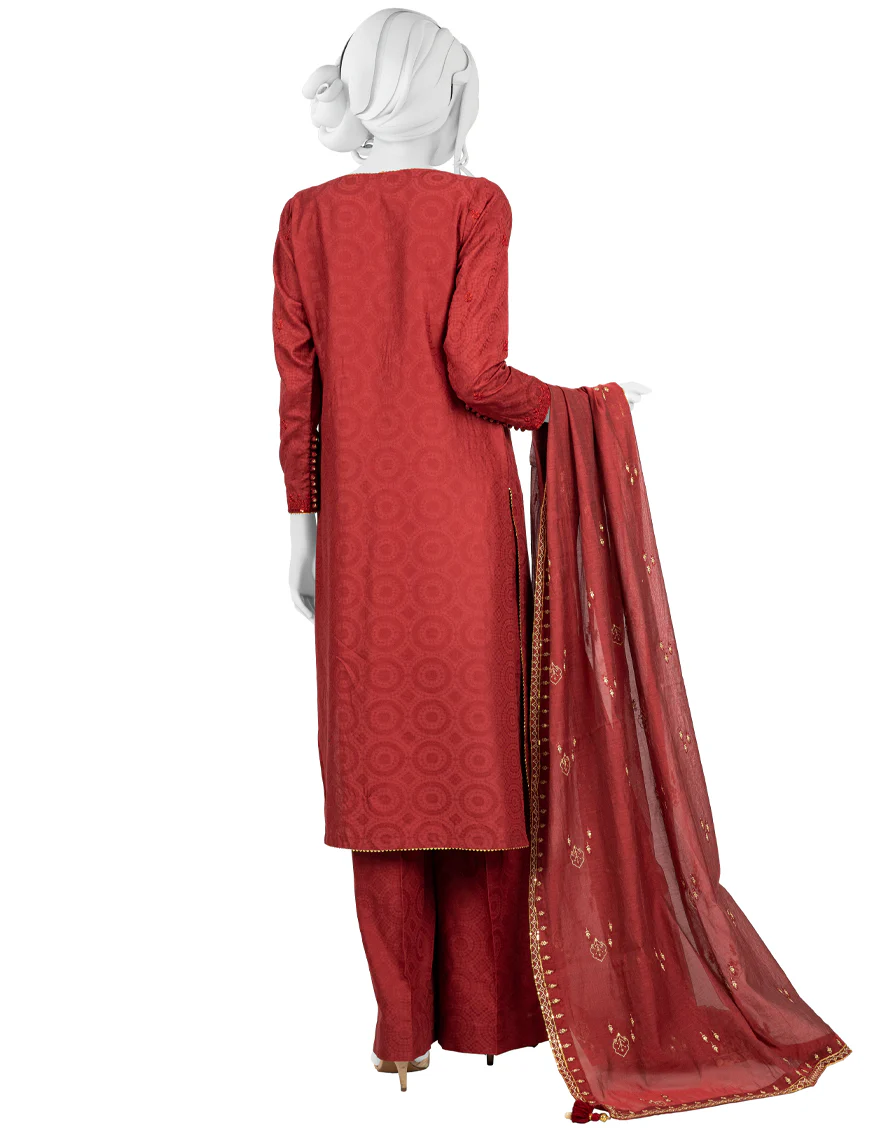 MAROON-RED JACQUARD 3PC UNSTITCHED | JJLS-W-JWU-US-22-1845 FB/EMB-017 - Image 2