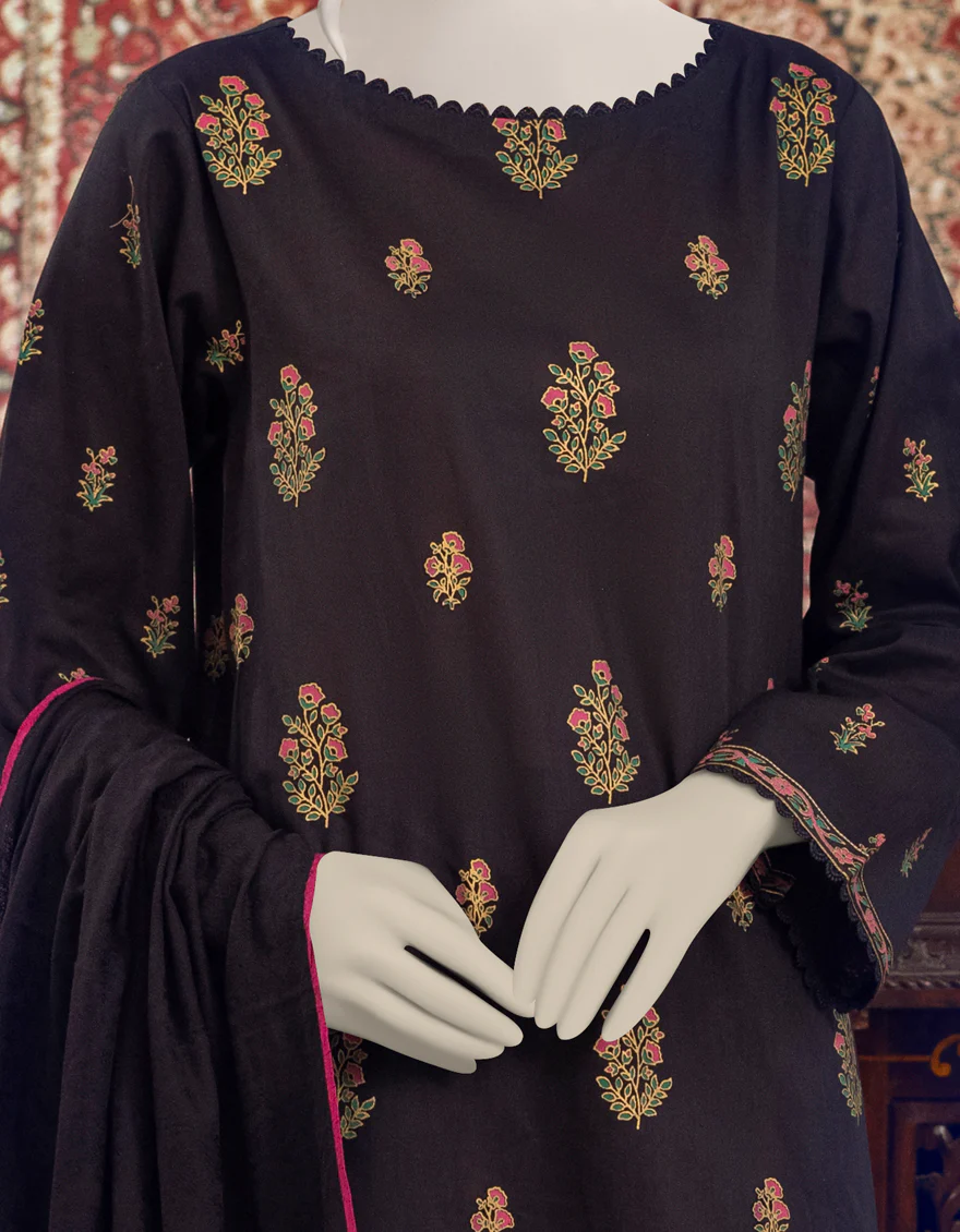 BLACK CAMBRIC 3PC UNSTITCHED | JJLS-W-JWU-US-22-1848 FB/BLOCK-31 - Image 3