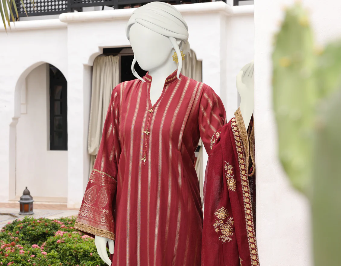 MAROON JACQUARD 3PC UNSTITCHED | JJLS-W-JWU-US-22-1851 FB/SURKHZARI - Image 6
