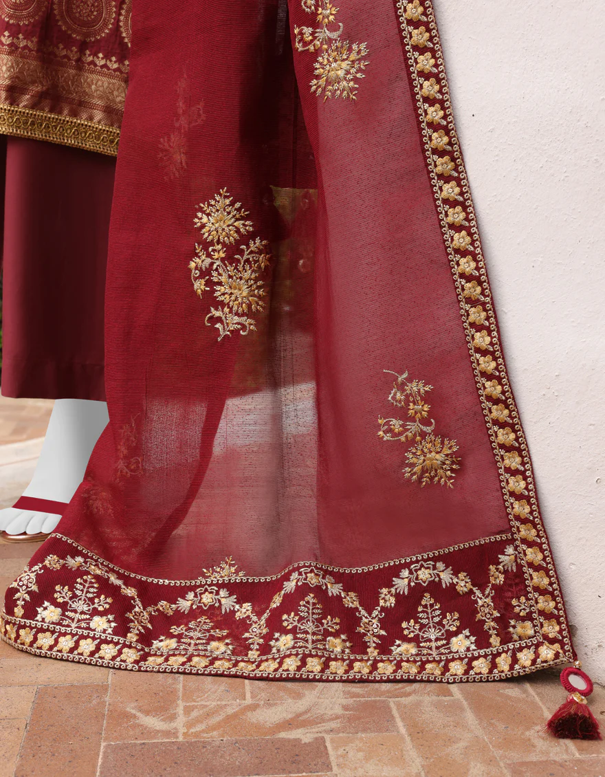 MAROON JACQUARD 3PC UNSTITCHED | JJLS-W-JWU-US-22-1851 FB/SURKHZARI - Image 7