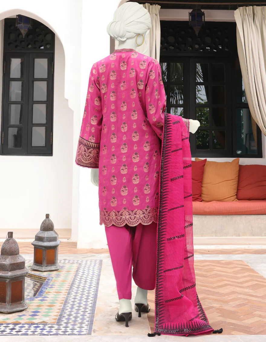 MAGENTA JACQUARD 3PC UNSTITCHED | JJLS-W-JWU-US-22-1853 FB/KALGRAM - Image 2
