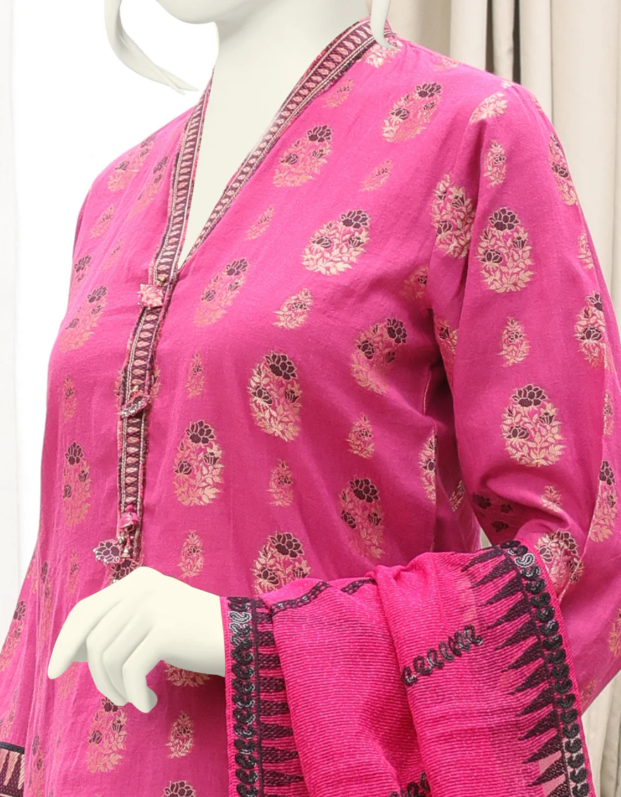 MAGENTA JACQUARD 3PC UNSTITCHED | JJLS-W-JWU-US-22-1853 FB/KALGRAM - Image 3