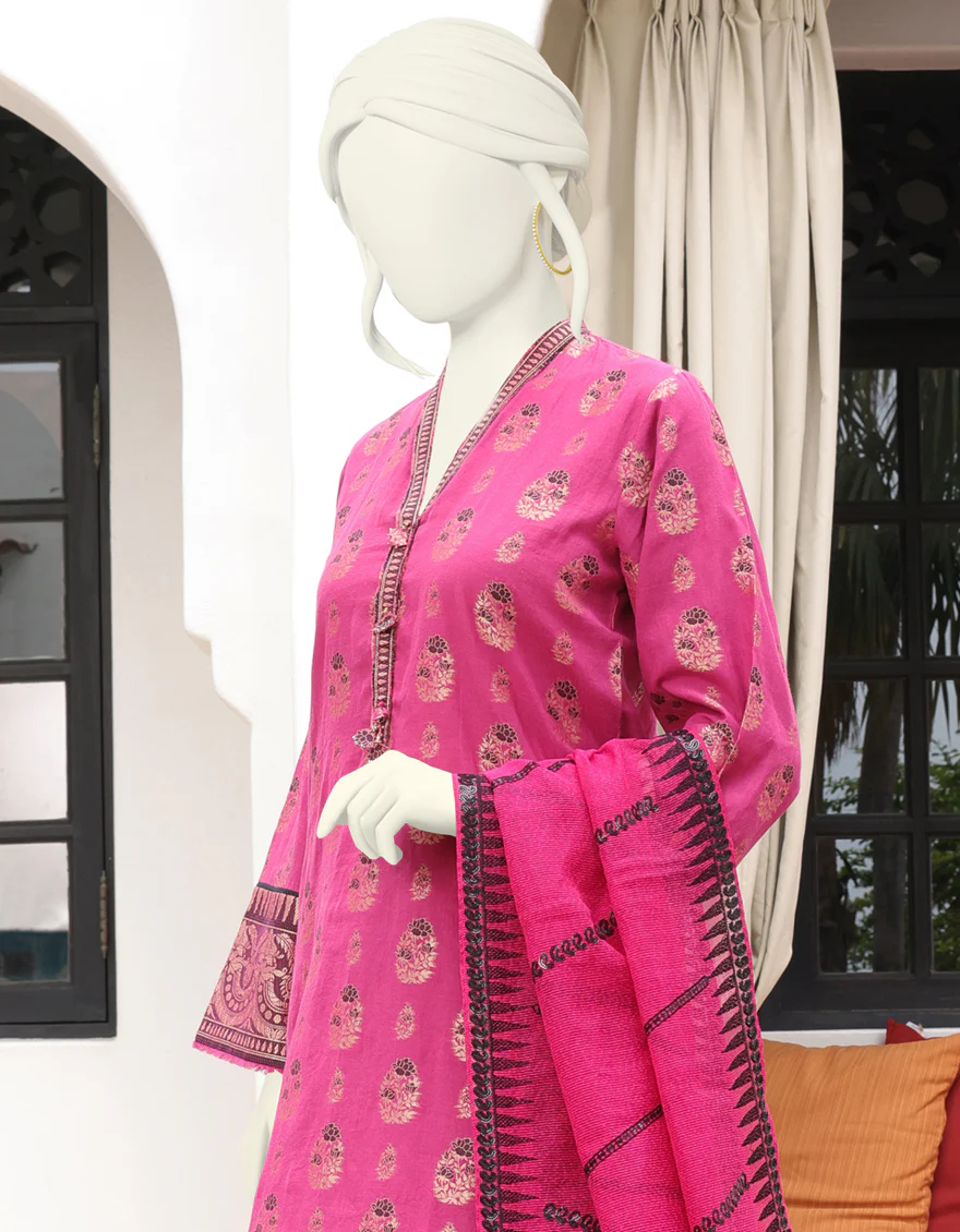 MAGENTA JACQUARD 3PC UNSTITCHED | JJLS-W-JWU-US-22-1853 FB/KALGRAM - Image 4