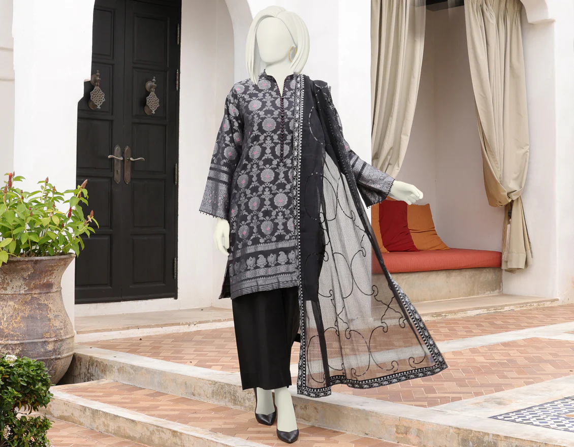 BLACK JACQUARD 3PC UNSTITCHED | JJLS-W-JWU-US-22-1854 FB/AUDEN - Image 5