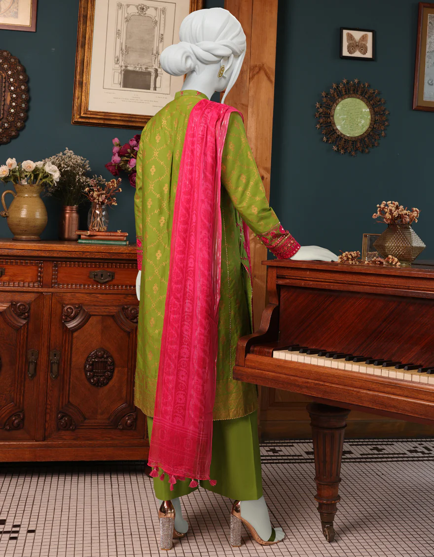 GREEN CAMBRIC 3PC UNSTITCHED | JJLS-W-JWU-US-22-1856 FB/GREEN(1002) - Image 2