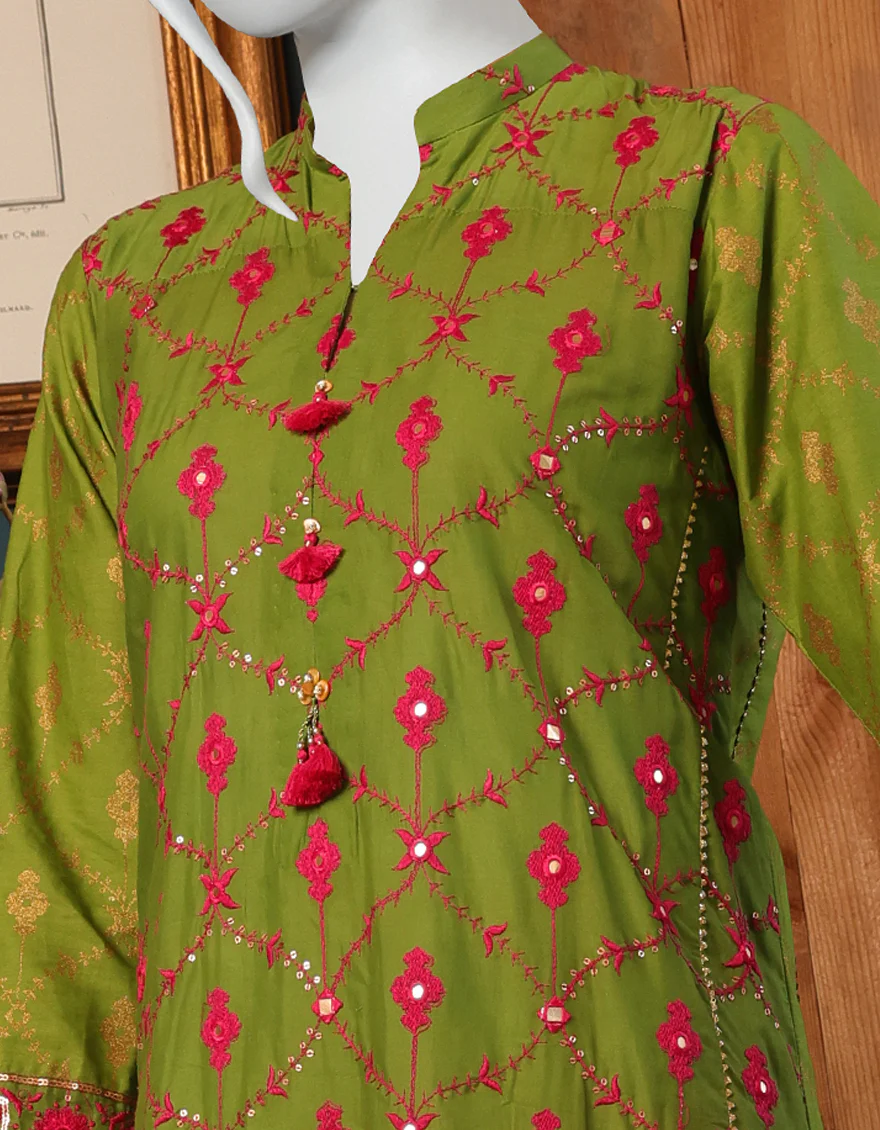GREEN CAMBRIC 3PC UNSTITCHED | JJLS-W-JWU-US-22-1856 FB/GREEN(1002) - Image 3