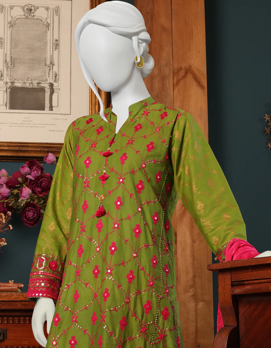 GREEN CAMBRIC 3PC UNSTITCHED | JJLS-W-JWU-US-22-1856 FB/GREEN(1002) - Image 5