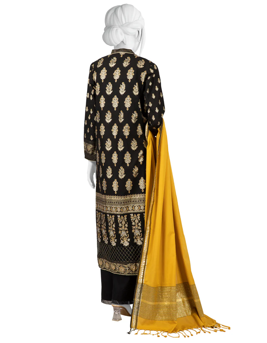 BLACK CAMBRIC 3PC UNSTITCHED | JJLS-W-JWU-US-22-1865 FB/BRINA - Image 2