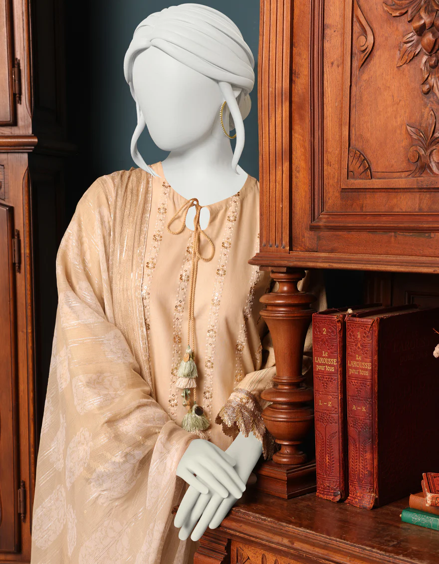 BEIGE CAMBRIC 3PC UNSTITCHED | JJLS-W-JWU-US-22-1875 FB/BEIGE(1003) - Image 4