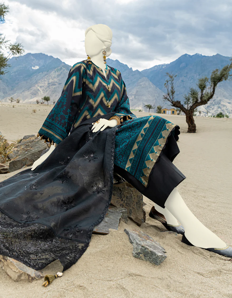 BLACK JACQUARD 3PC UNSTITCHED | JJLS-W-JWU-US-23-1825 FB/EASTERN HUES-1 - Image 4