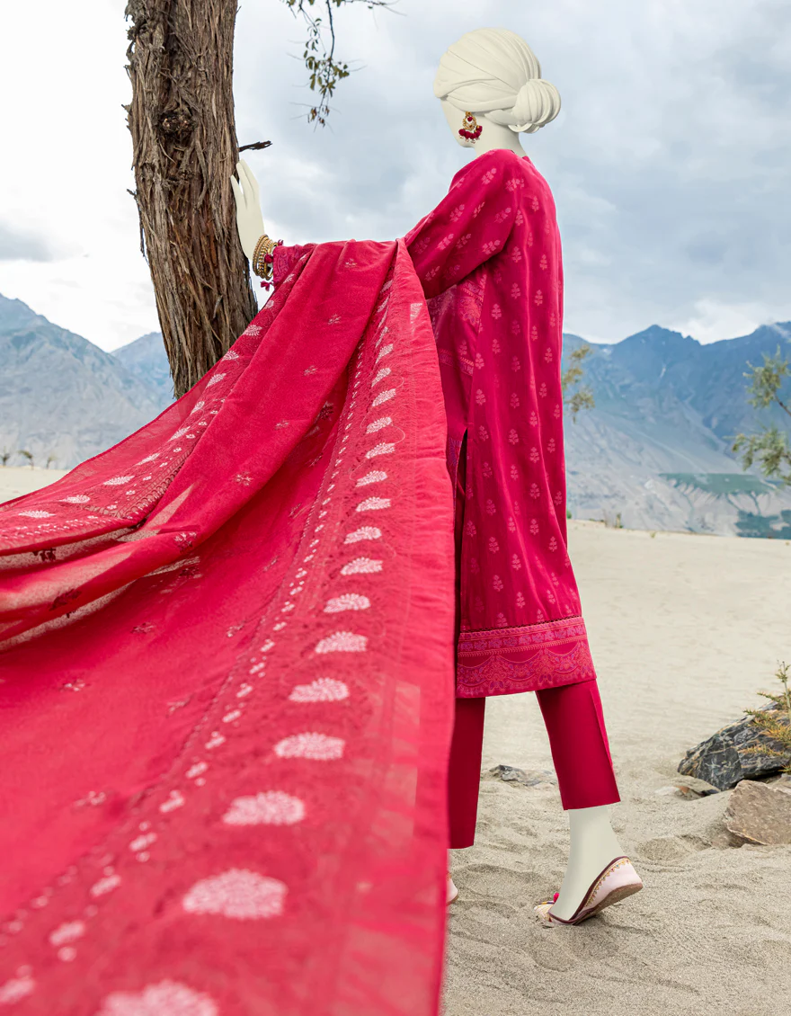 MAROON JACQUARD 3PC UNSTITCHED | JJLS-W-JWU-US-23-1826 FB/EASTERN HUES-2 - Image 2